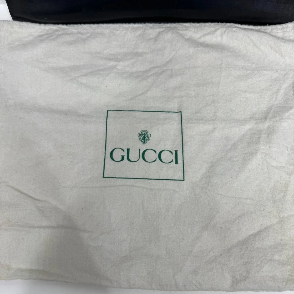 Gucci Vintage Black Leather Envelope Clutch Document Case Portfolio Italy